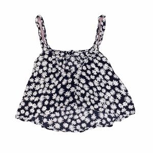 Tie-Front Black Floral Flowy Tank | Garage | M